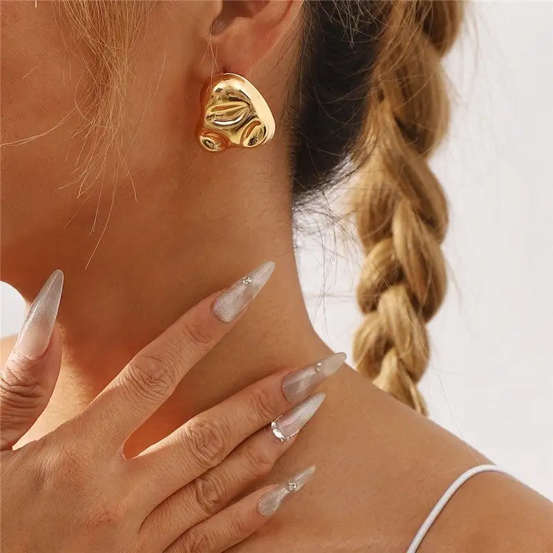 Textured Geometric Statement Earrings