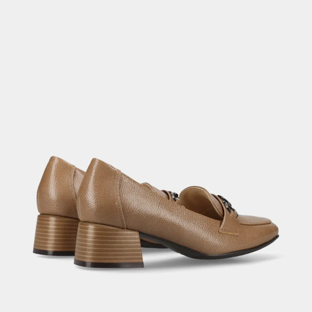 Refined Patent Effect Block Heel Cushioned Insole Heeled Loafers