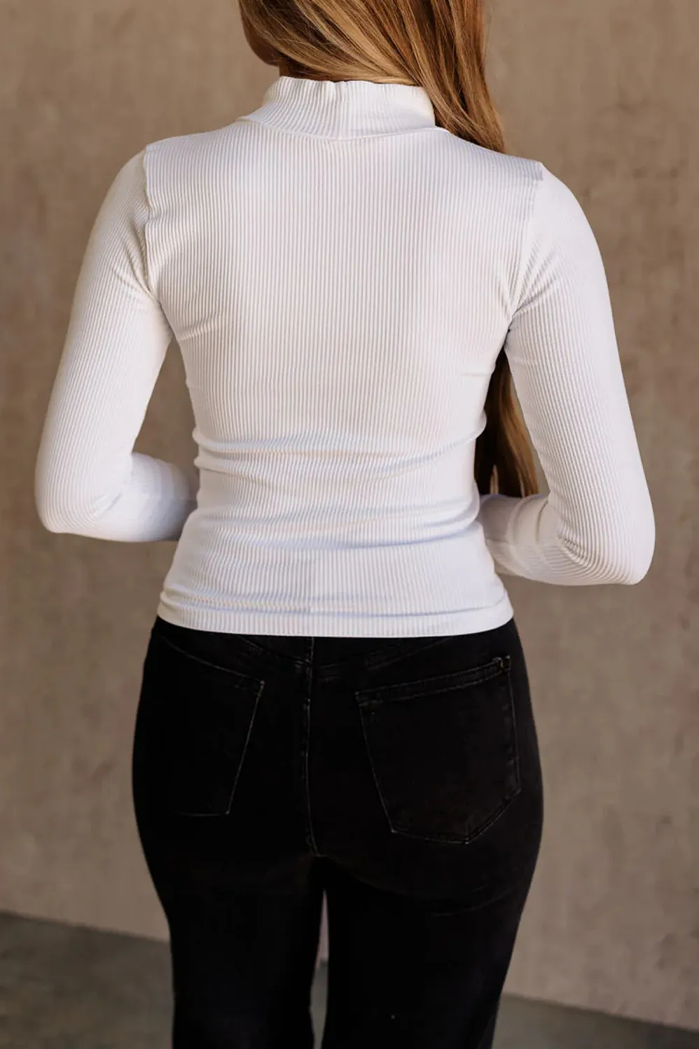 Ribbed Mock Neck T-Shirt