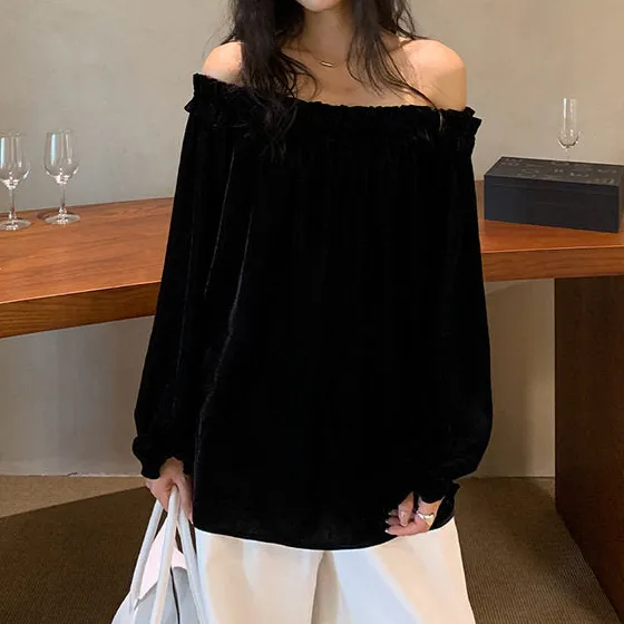 Modern Oversized Collarless Long Sleeve Shirt
