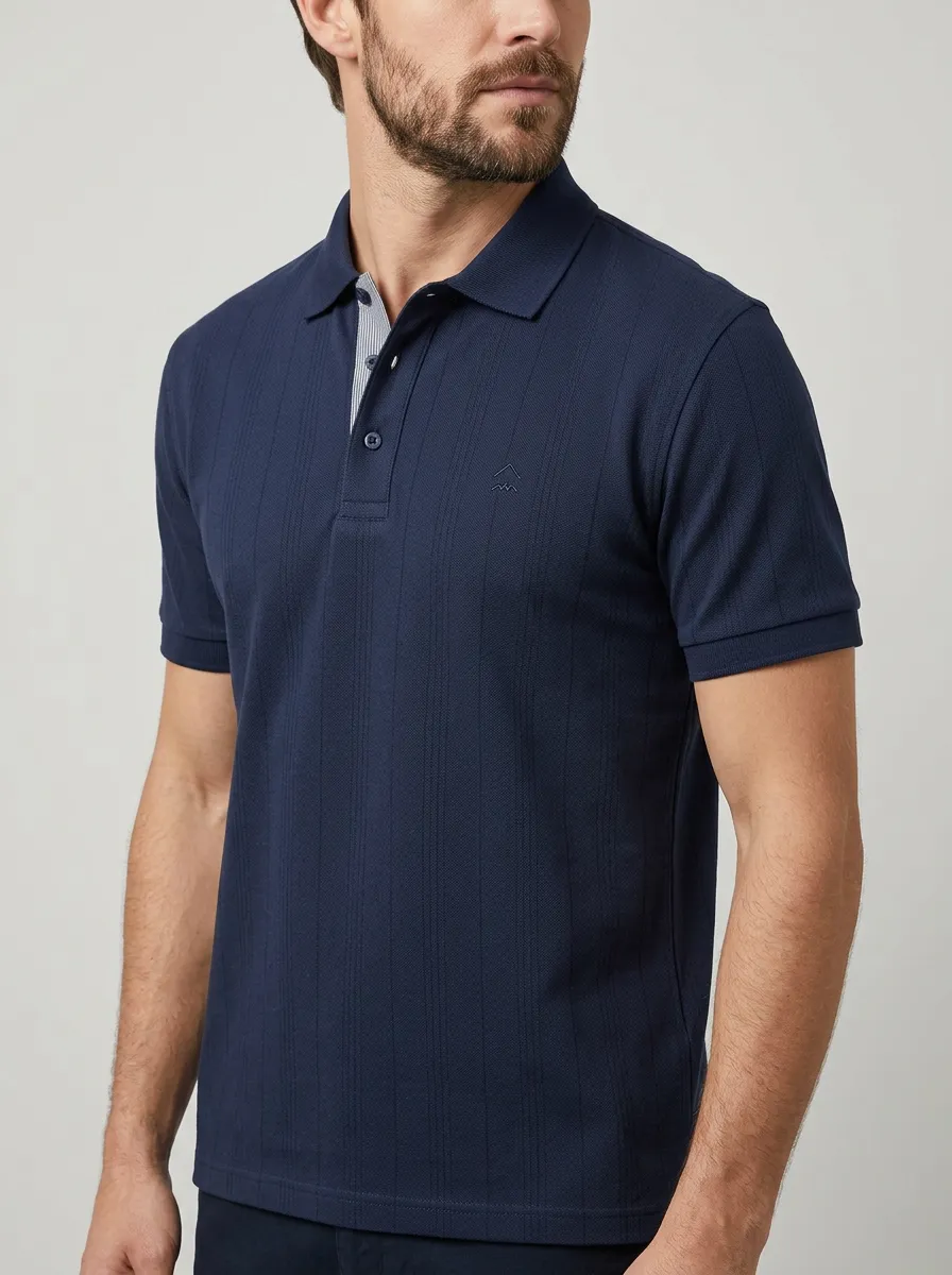 Men's Classic Everyday Vertical Stripe Polo Shirt