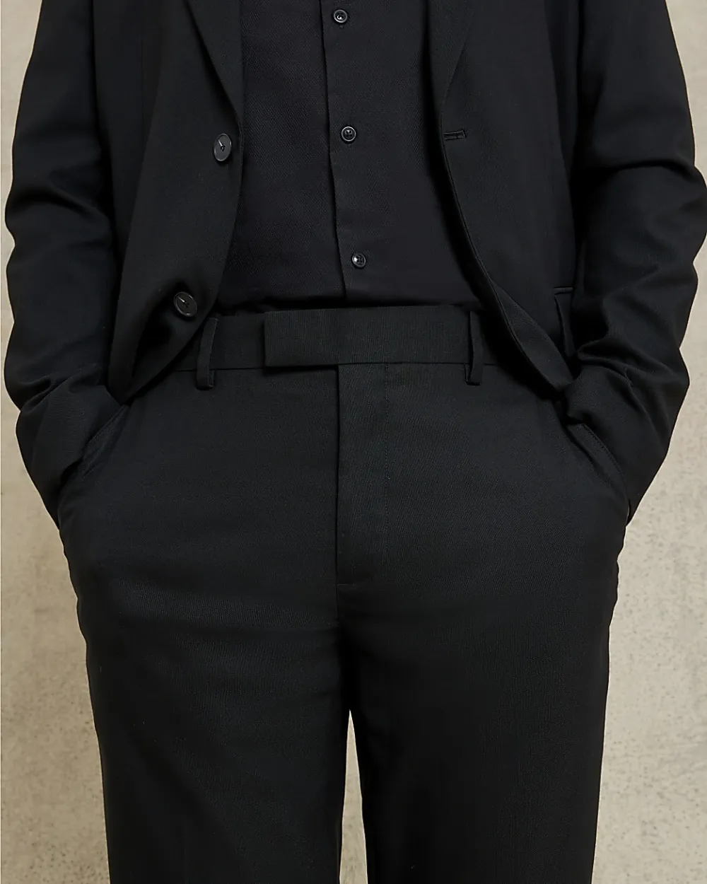 Men's Black Slim Fit Casual Suit Trousers