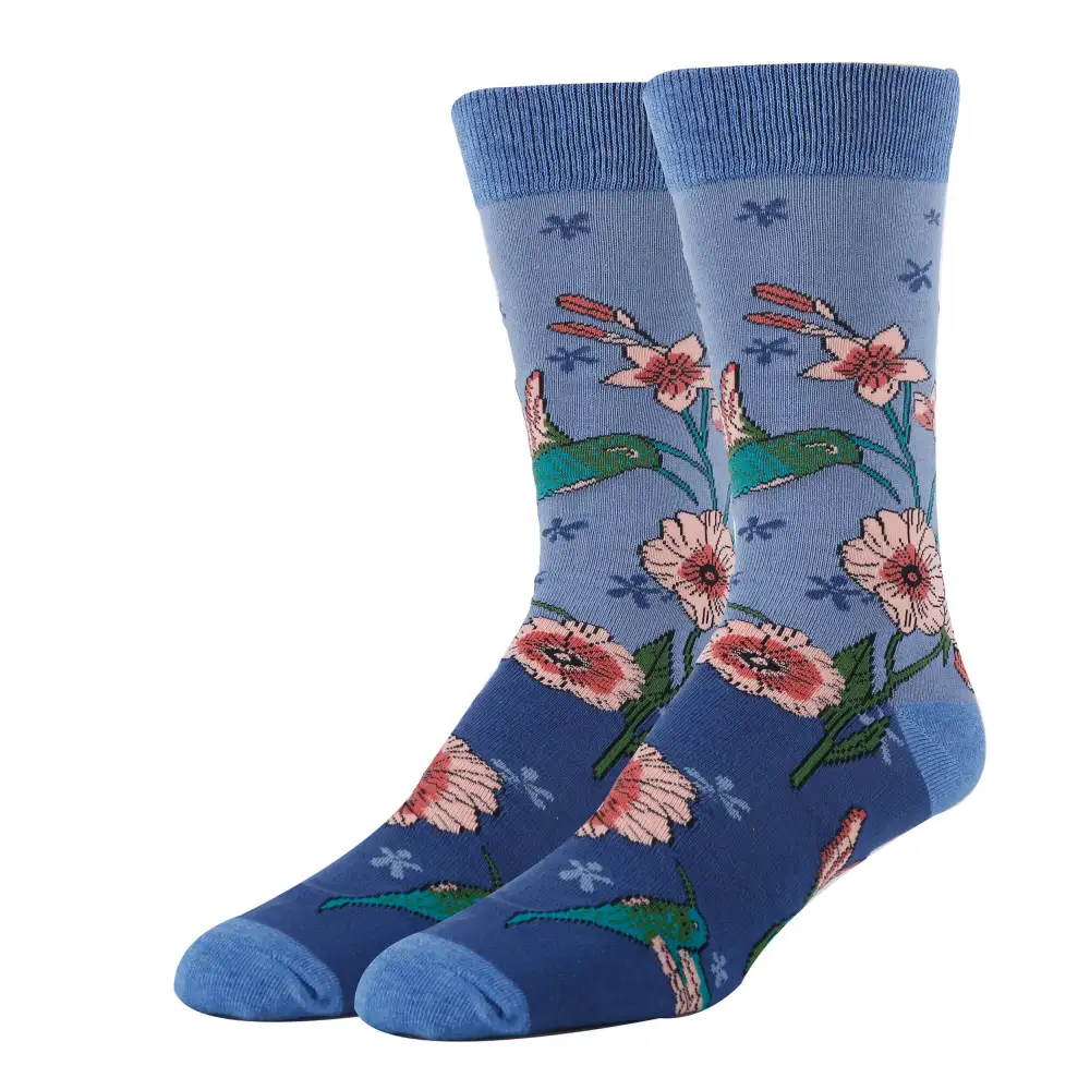 Cotton Blend Bird Motif Crew Socks