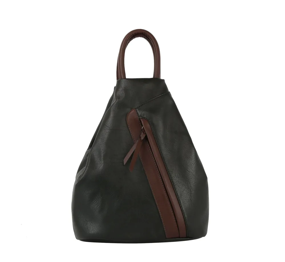 Relaxed Detail Pocketed Faux Leather Casual Backpack