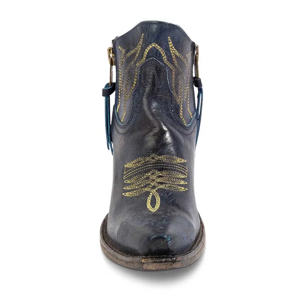 Faux-Leather Embroidered Zip-Up Snip-Toe Western Boots