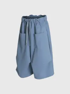 Wide-Leg Drawstring Shorts