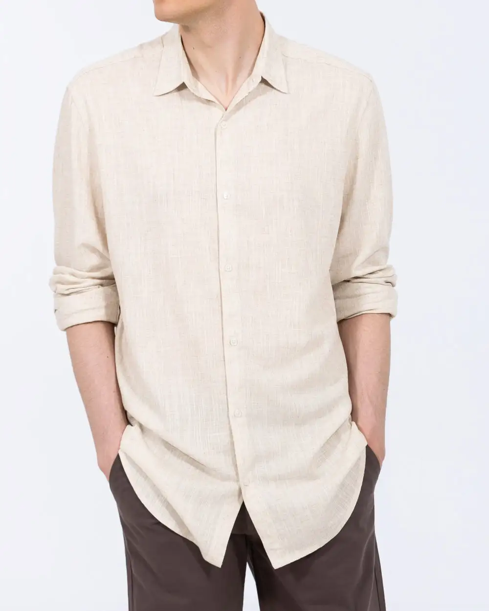Classic Long Sleeve Linen Blend Shirt