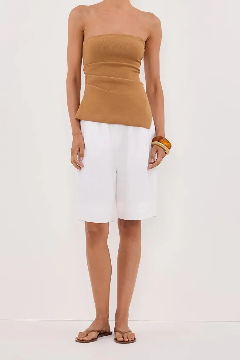 TAN BANDEAU KNIT TOP