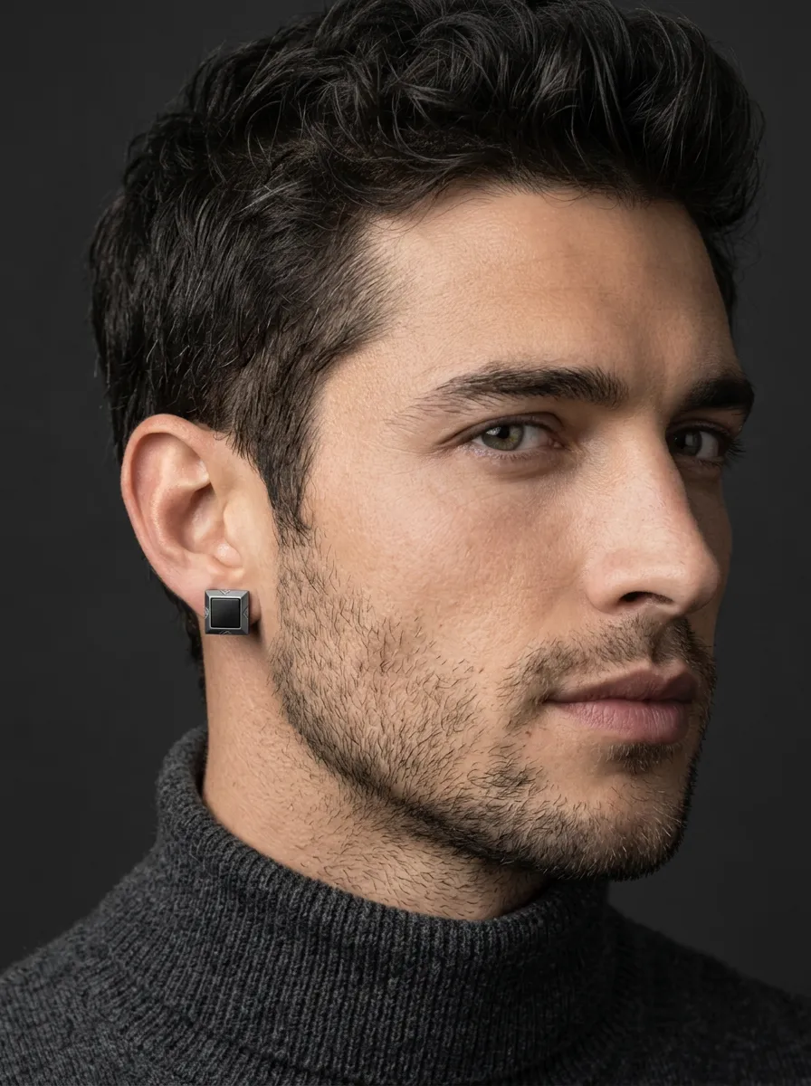 Men's Modern Square Geometric Stud Earrings