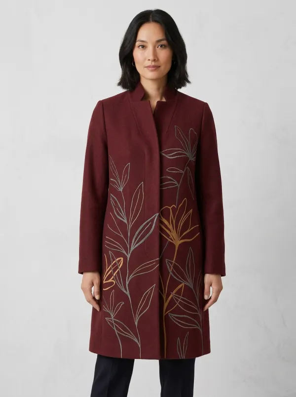 Women's Camden Botanical Floral Line-Art Pattern Coat