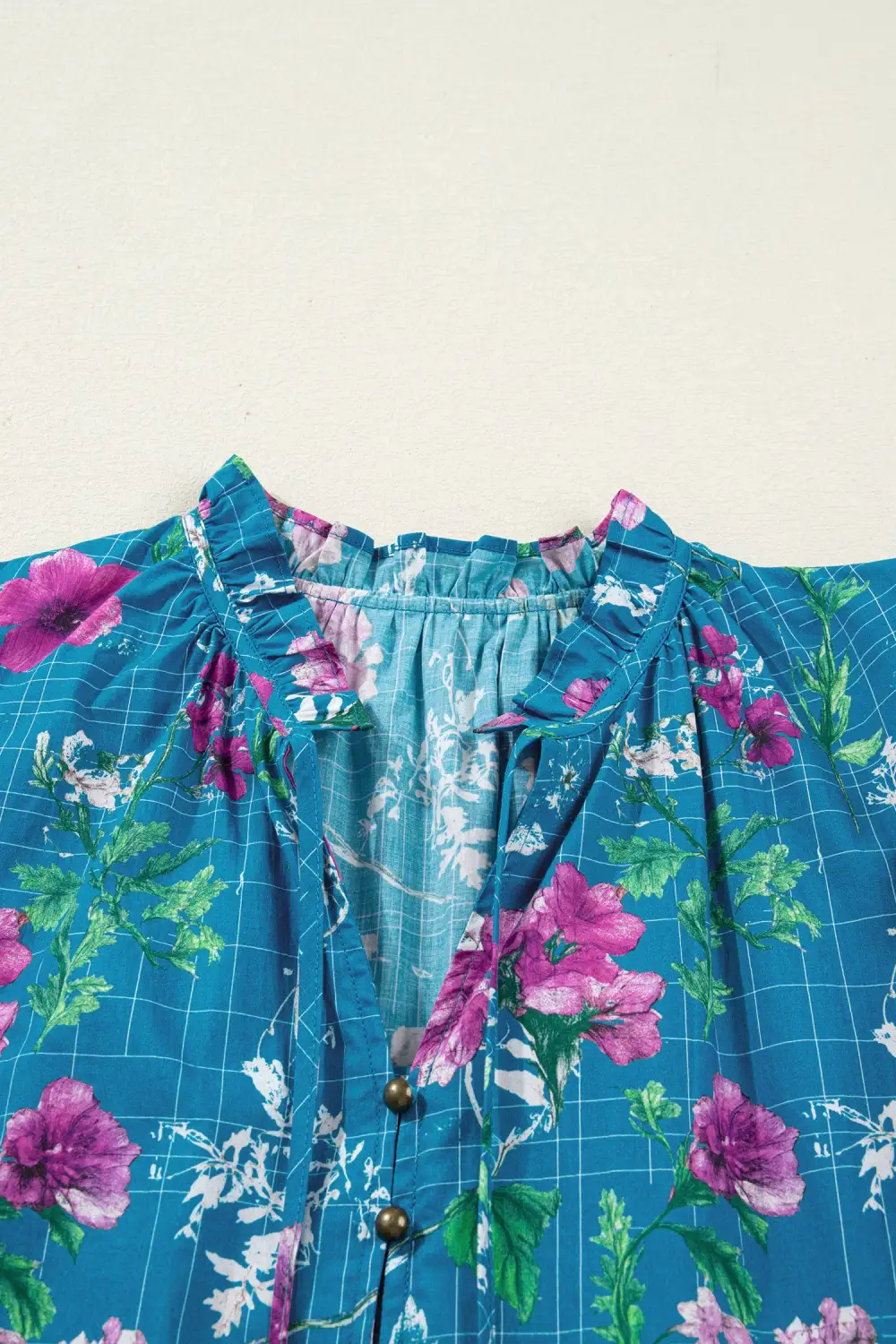 Floral Split Neck Tie Waist Dress Casual