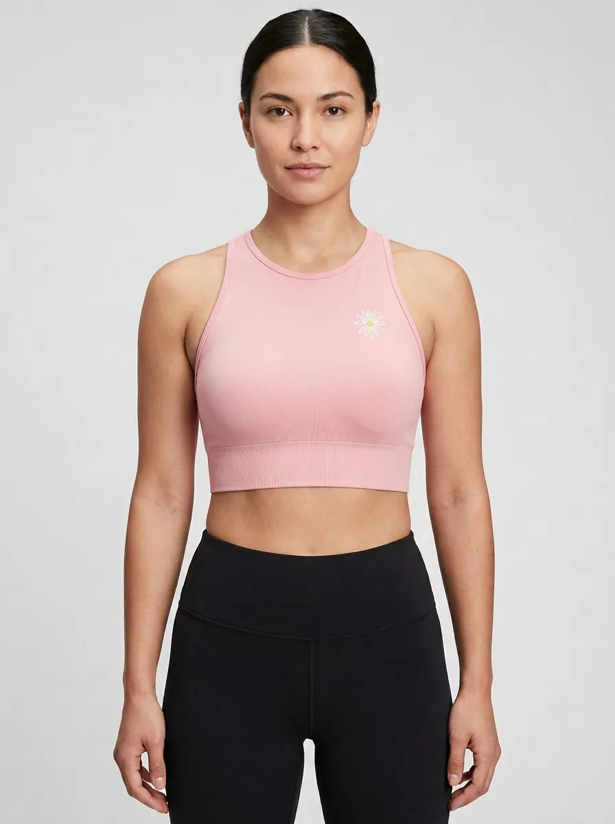 Women's Daisy-Graphic Athletic Crop Top