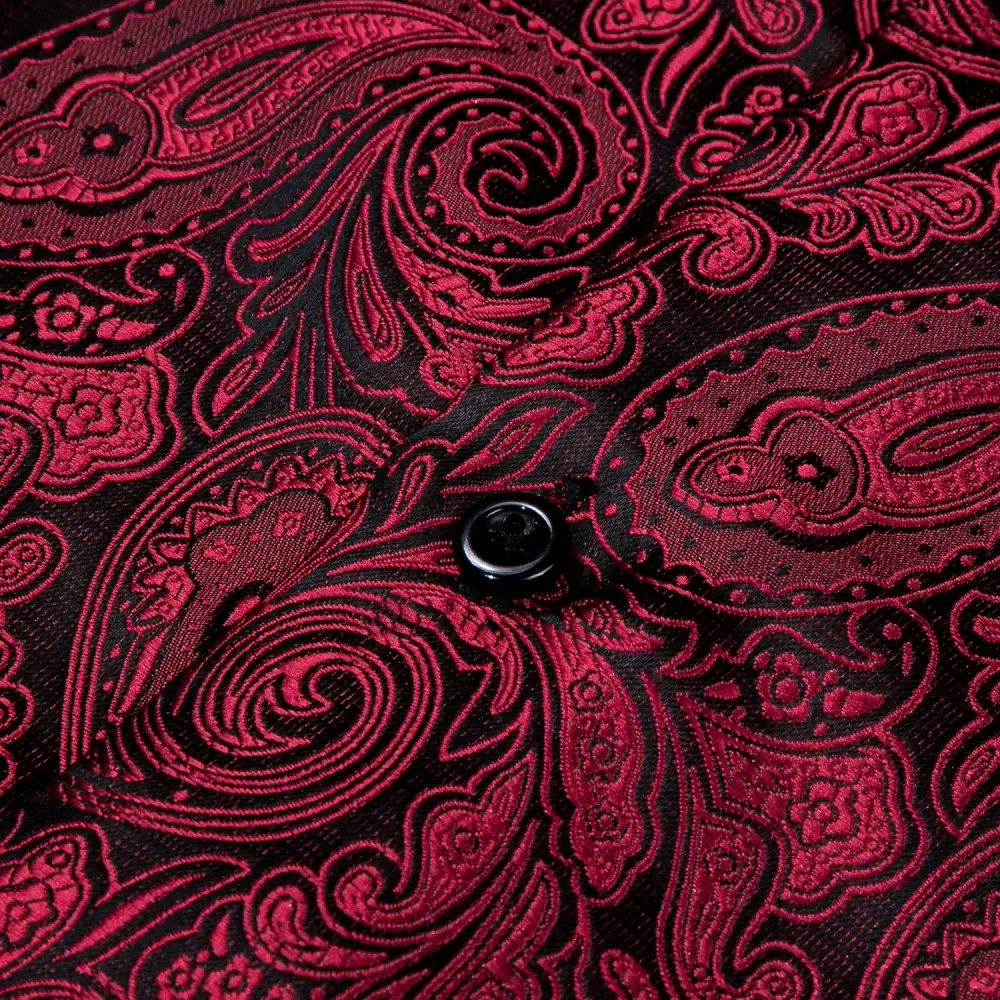 Modern Paisley Long Sleeve Silk Casual Shirt