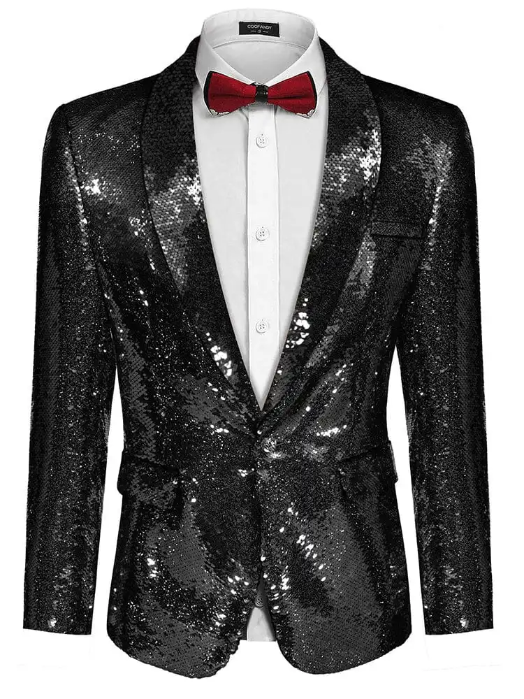 S Shiny Sequins Suit Jacket Coat