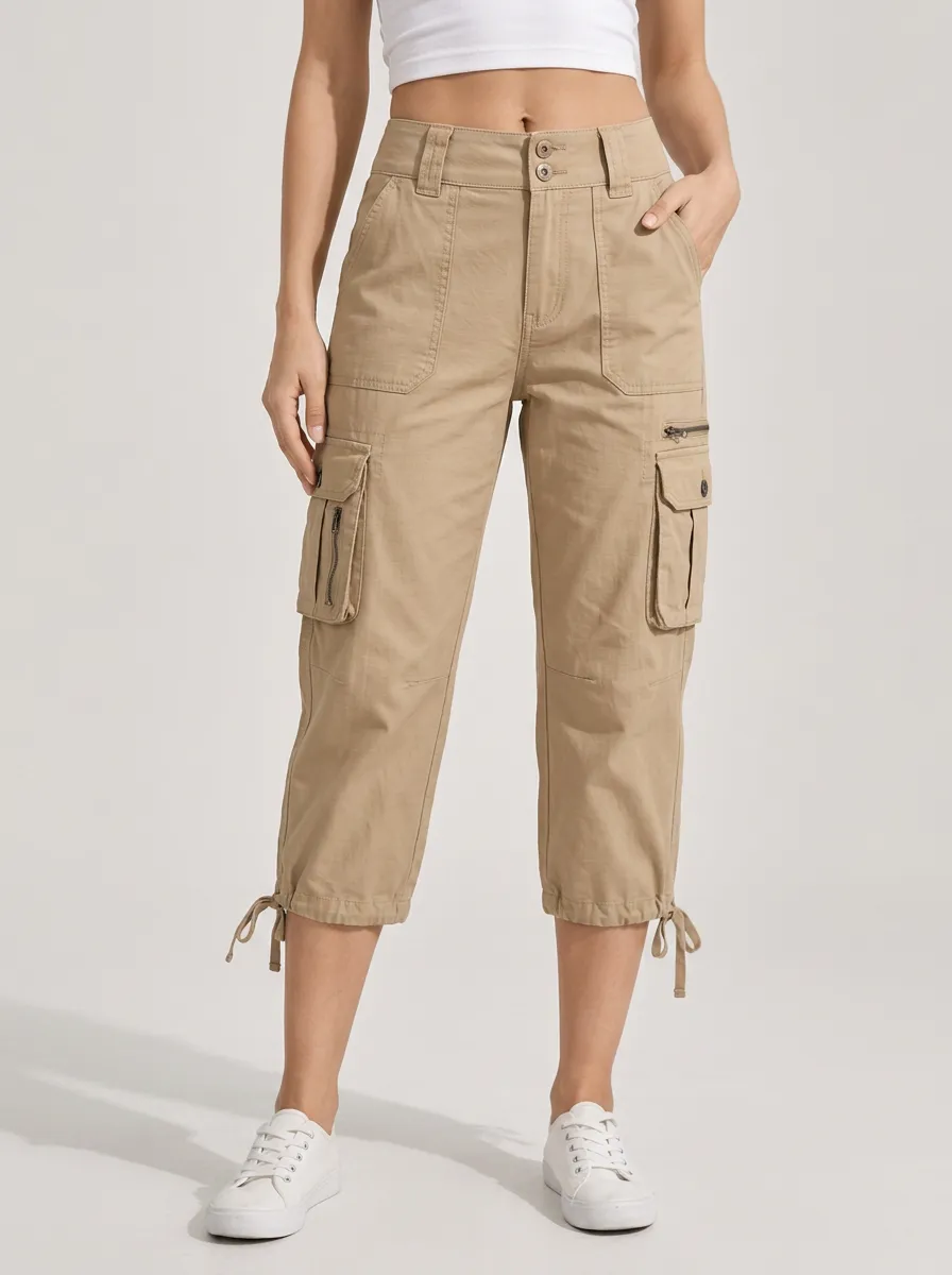 Women's Cargo Multi-Pocket Versatile Capri Pants