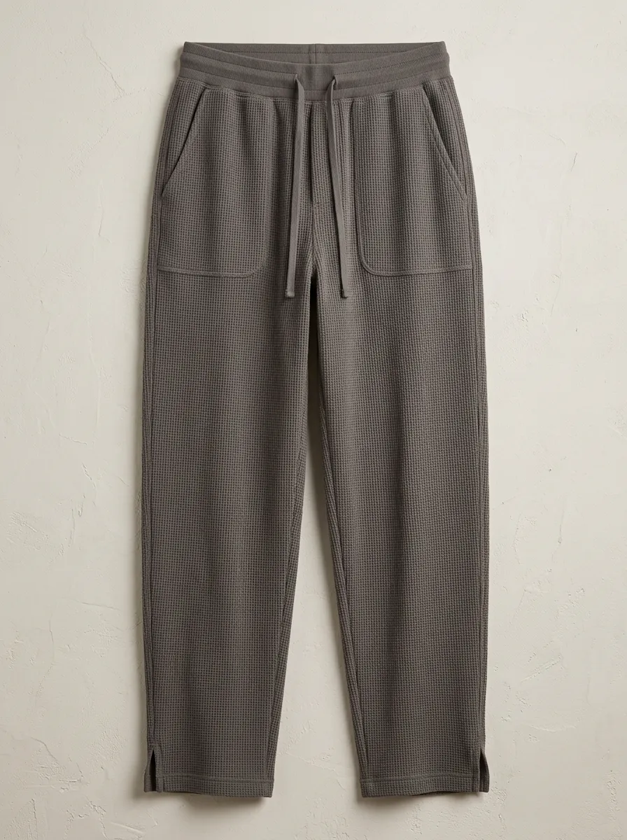 Unisex Casual Waffle Knit Drawstring Lounge Jogger Pants
