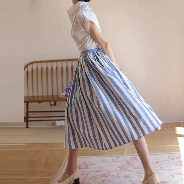 Striped Floral Skirt