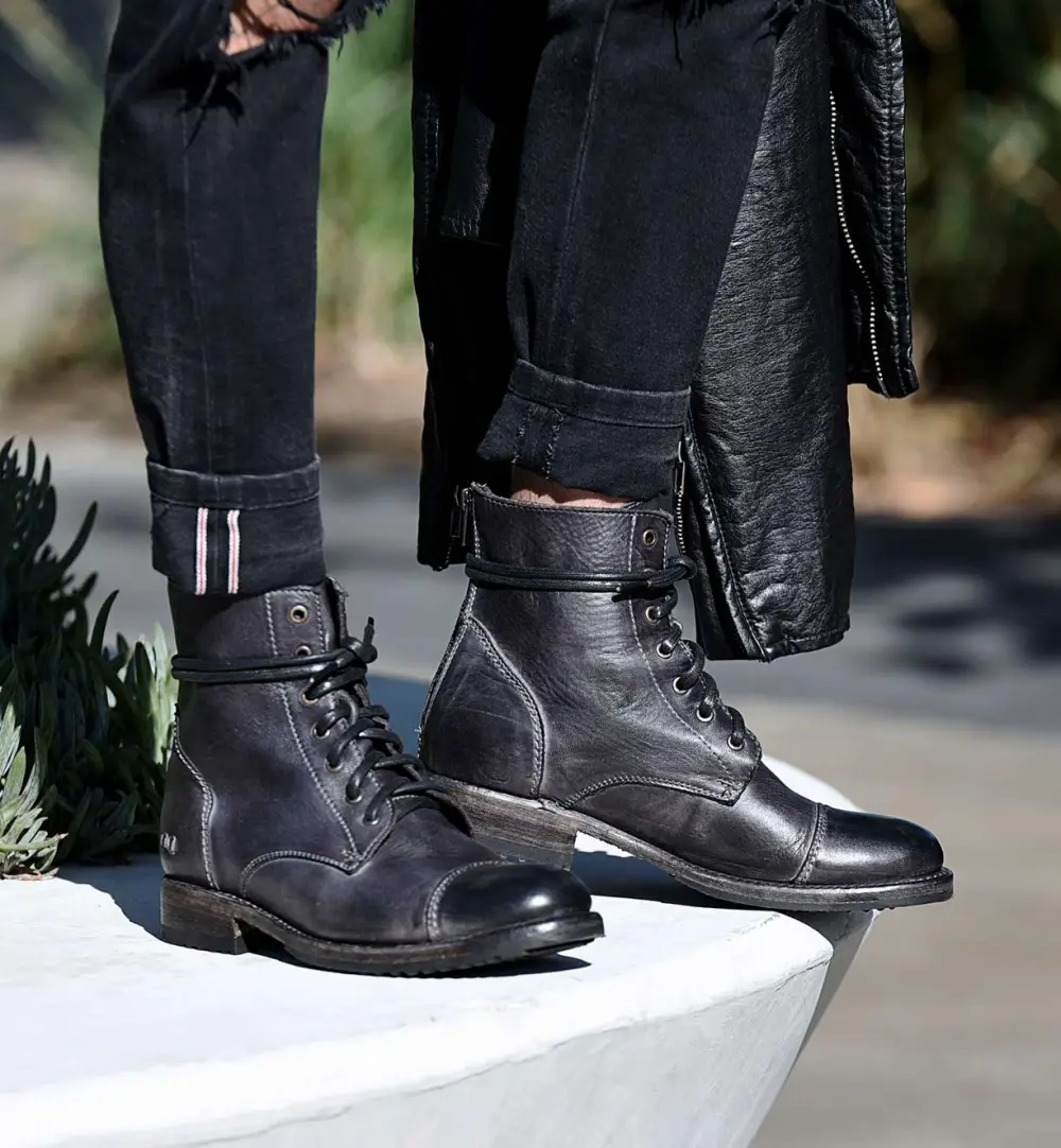 Back-Zip Streamlined Combat Boots