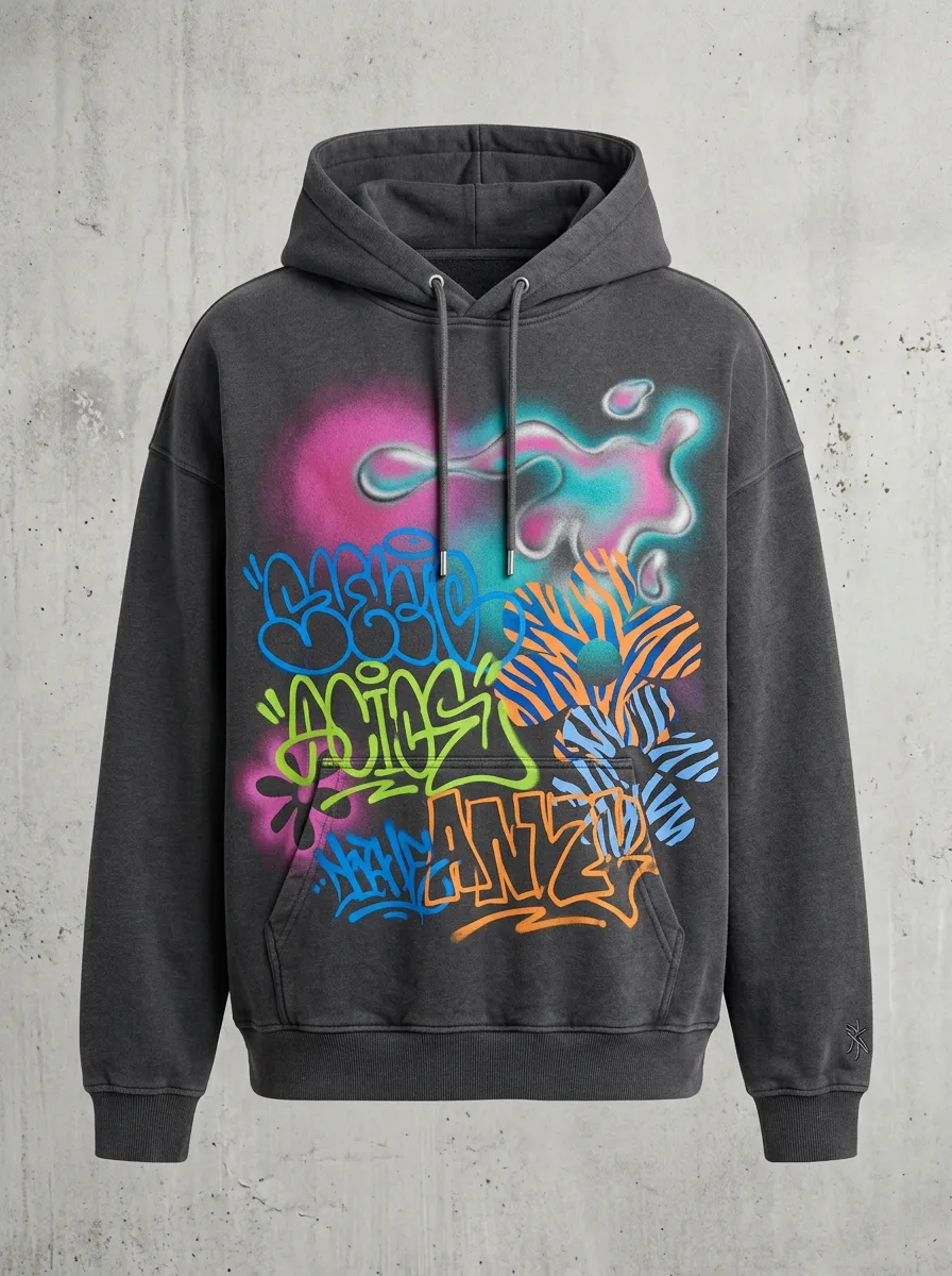 Unisex Graffiti Floral Airbrush Hoodie