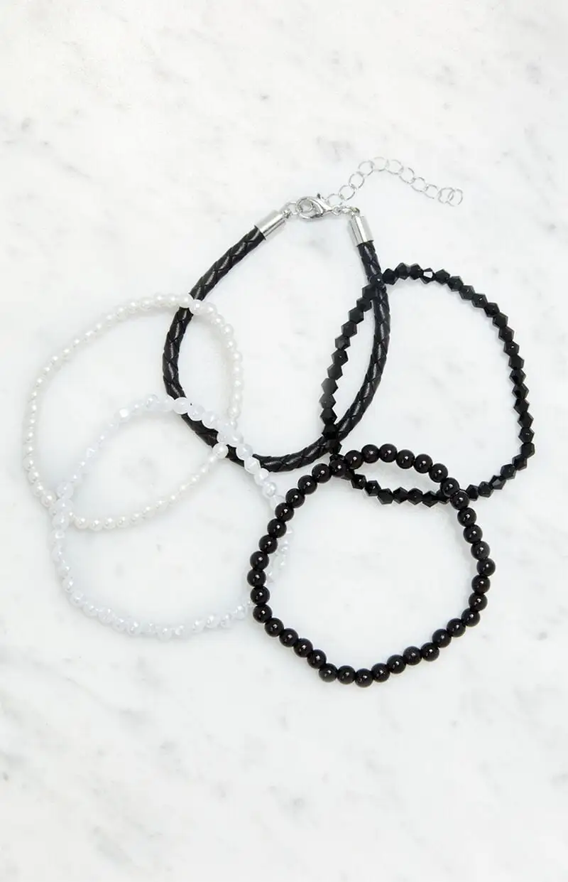 LA Hearts 5 Pack Pearl & Bead Bracelets