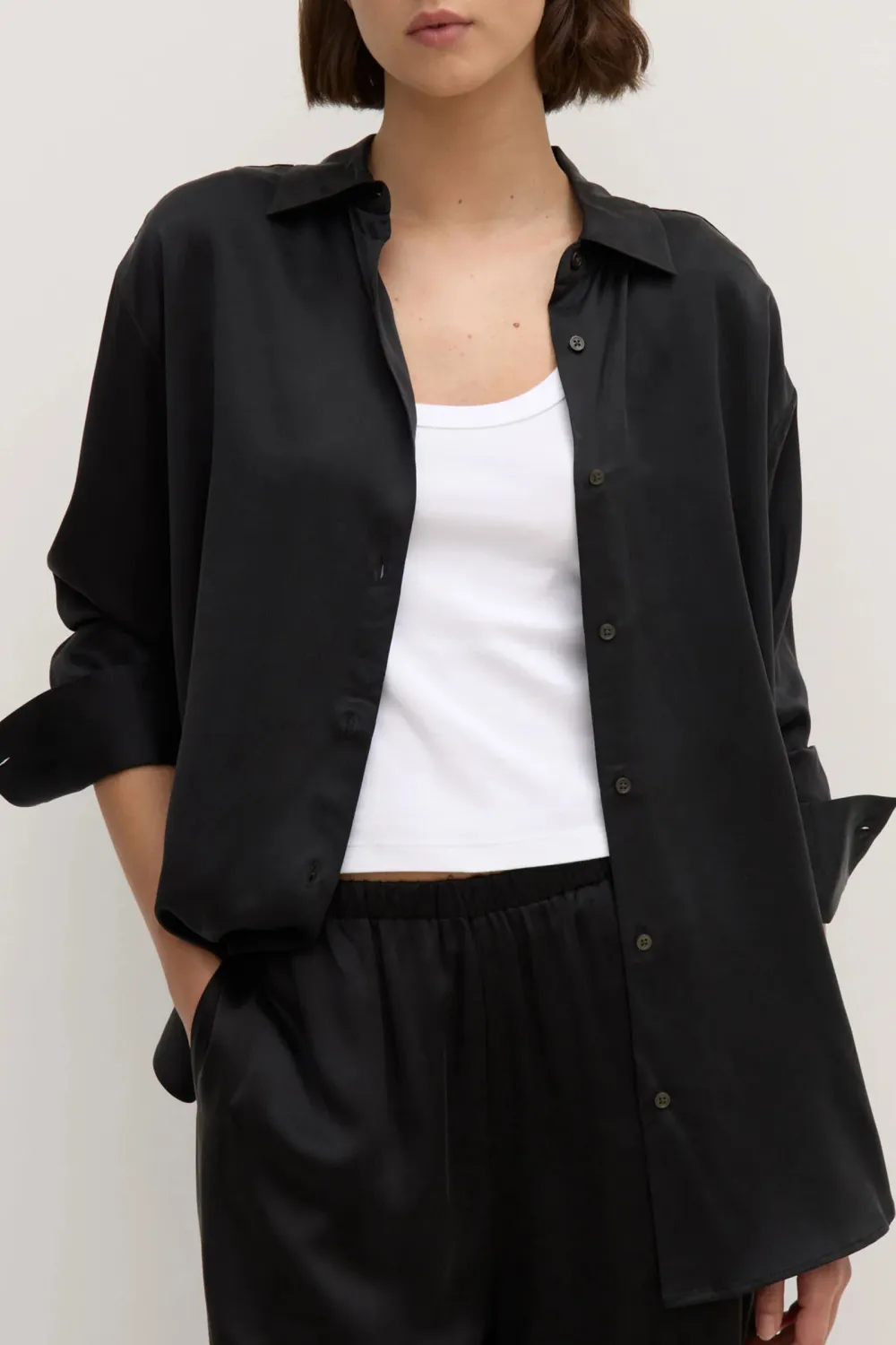 Box Pleated Silk Women's Shirt
