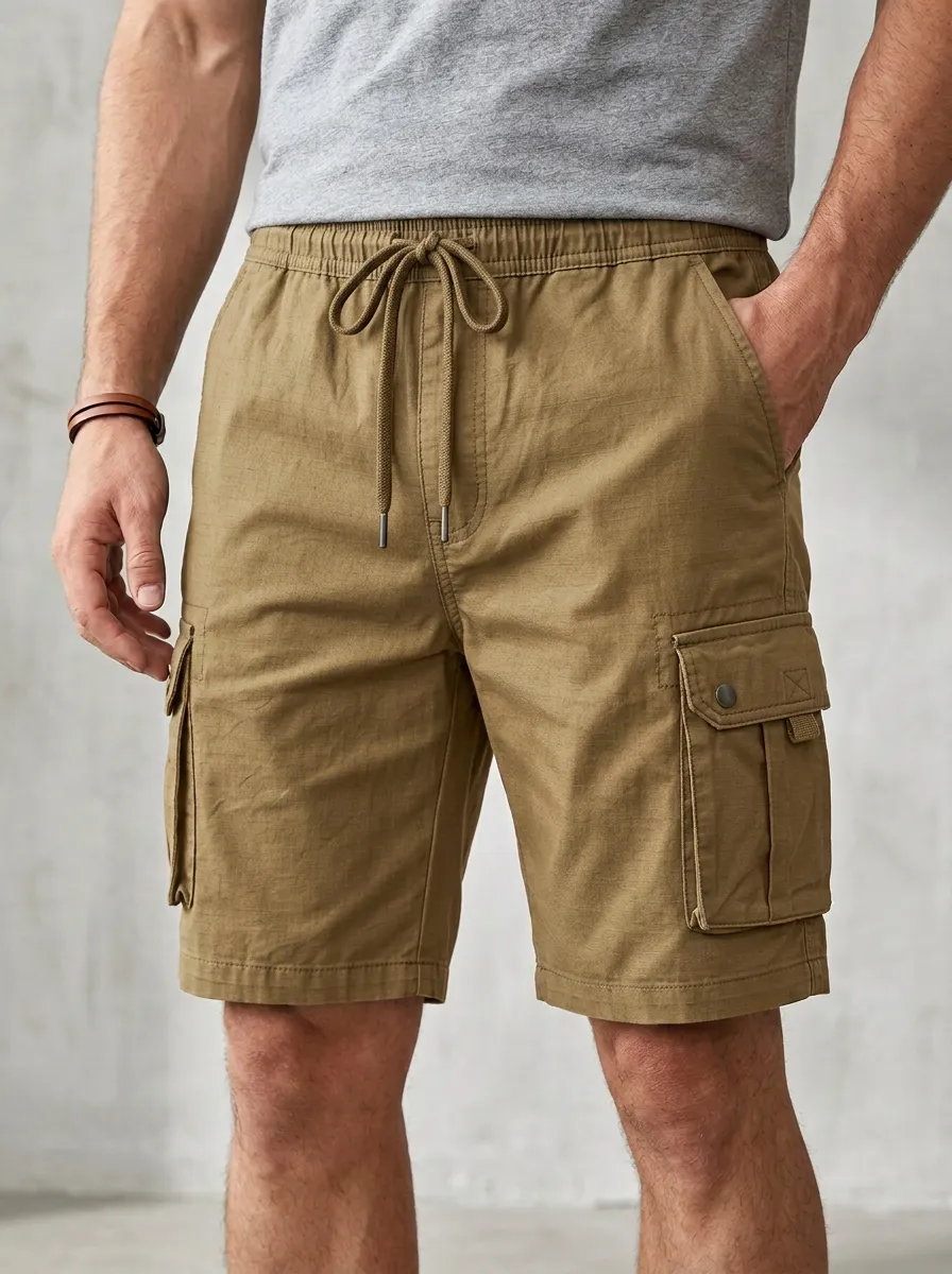 Contemporary Multi-Pocket Casual Cargo Shorts