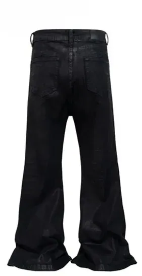 Vinyl Creased Flared Denim Jeans