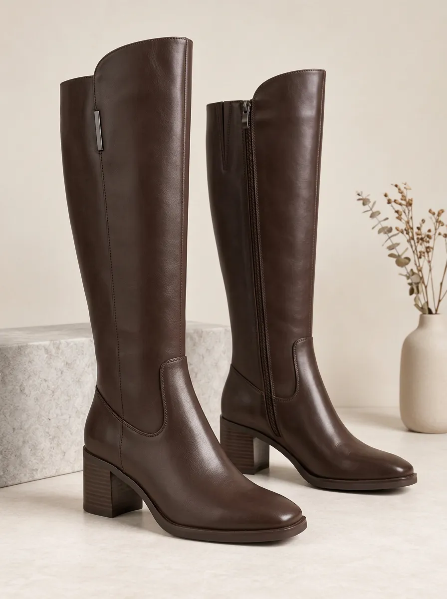 Women's Rugged Leather Knee High Boots