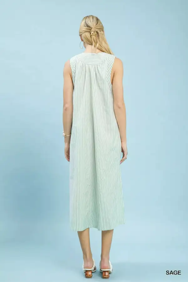 Chevron Chevron Sleeveless Midi Dress
