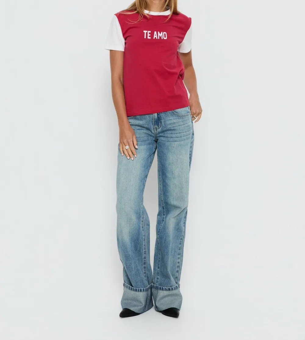 Crimson Contrast Graphic Tee