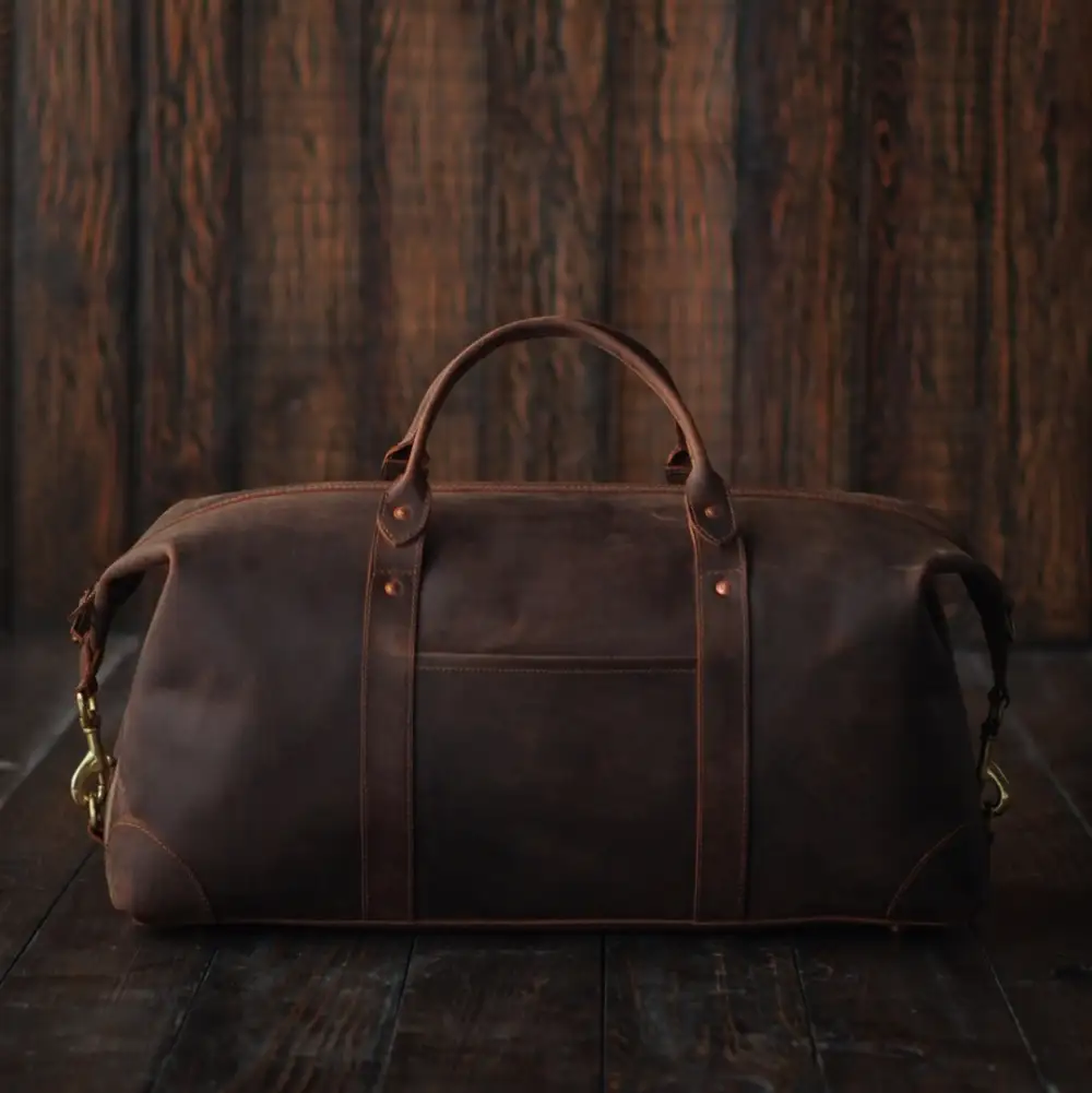 Organized Minimal Leather Duffel Bag
