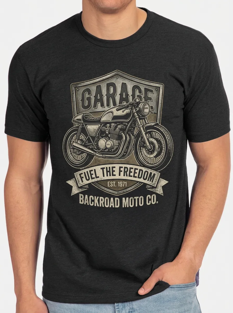 Men's Motorcycle Garage Fuel The Freedom Printed T-shirt