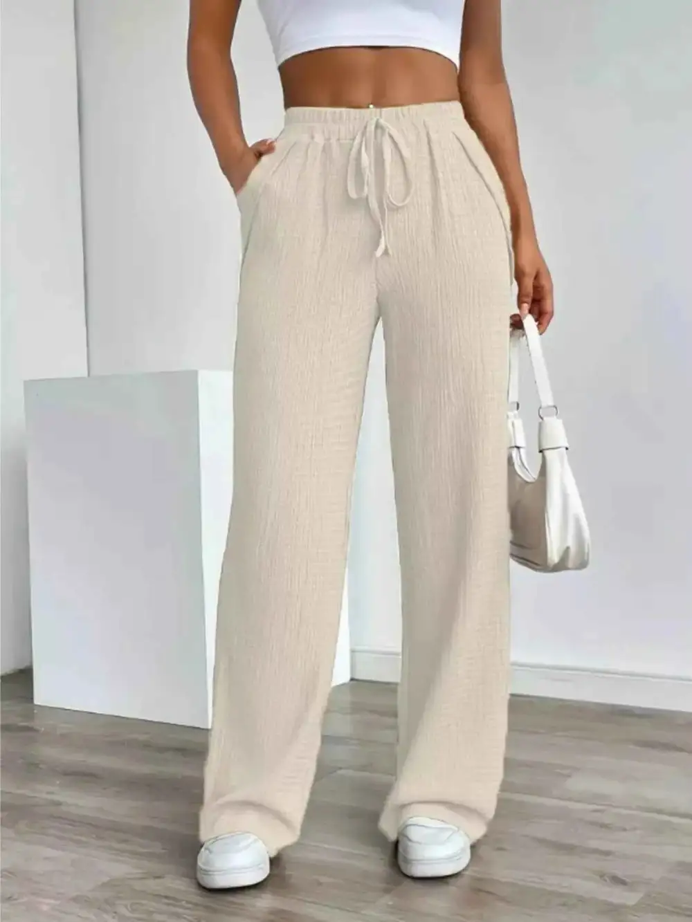 Texture Wide-Leg Pants