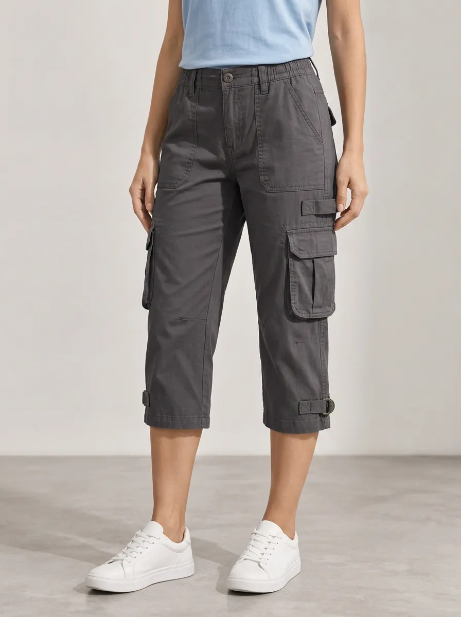 Women's Multi-Pocket Casual Cargo Capri Pants