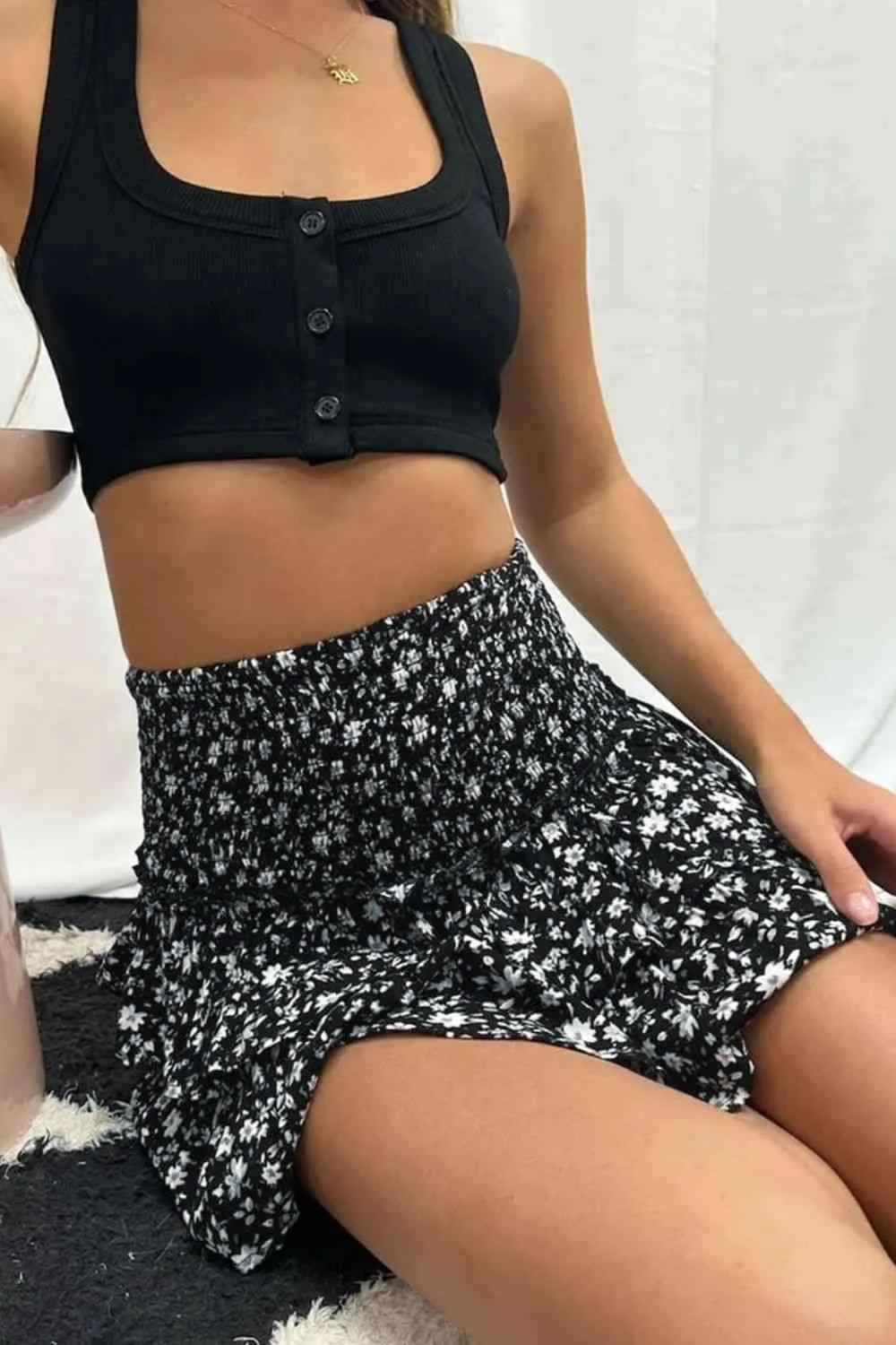 Smocked Mini Skirt