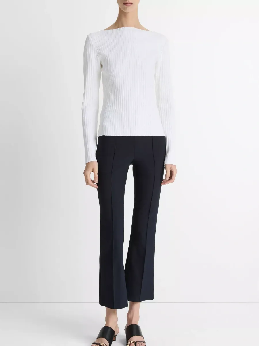 Ribbed Boat Neck T-Shirt