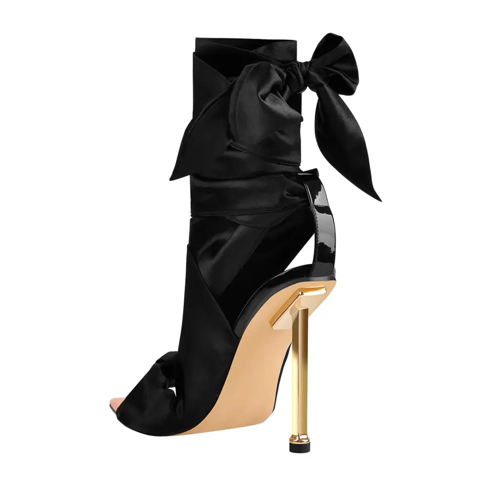 Pointed Open Toe High Heel Lace Up Sandals
