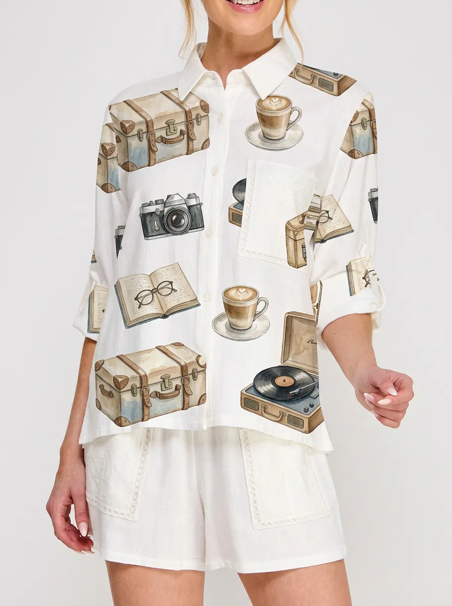 Women's Travel Hobby Coffee Camera Record Graphic Shirt Tank Top