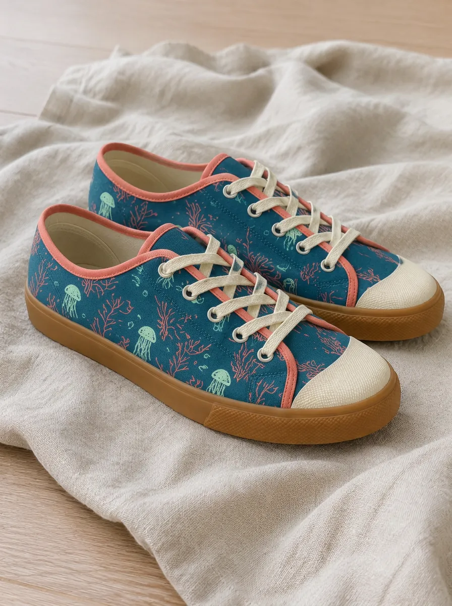 Women's Casual Ocean Lover Jellyfish Patterned Canvas Shoes