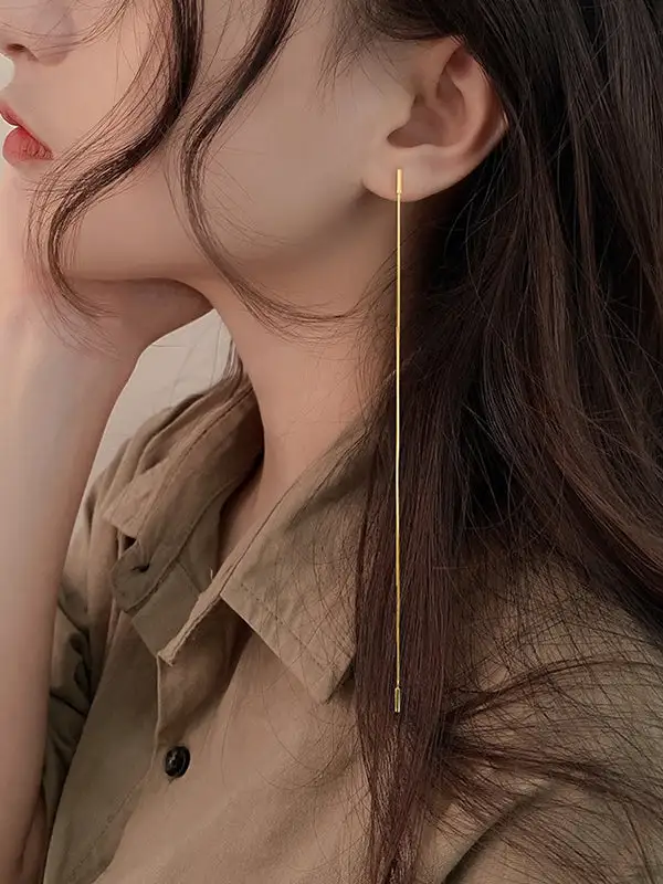 Curved Linear Drop Earrings