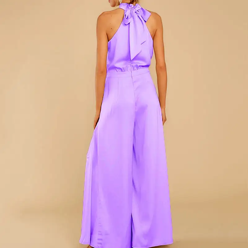 The Shoulder High Waist Jumpsuit Wide Pants