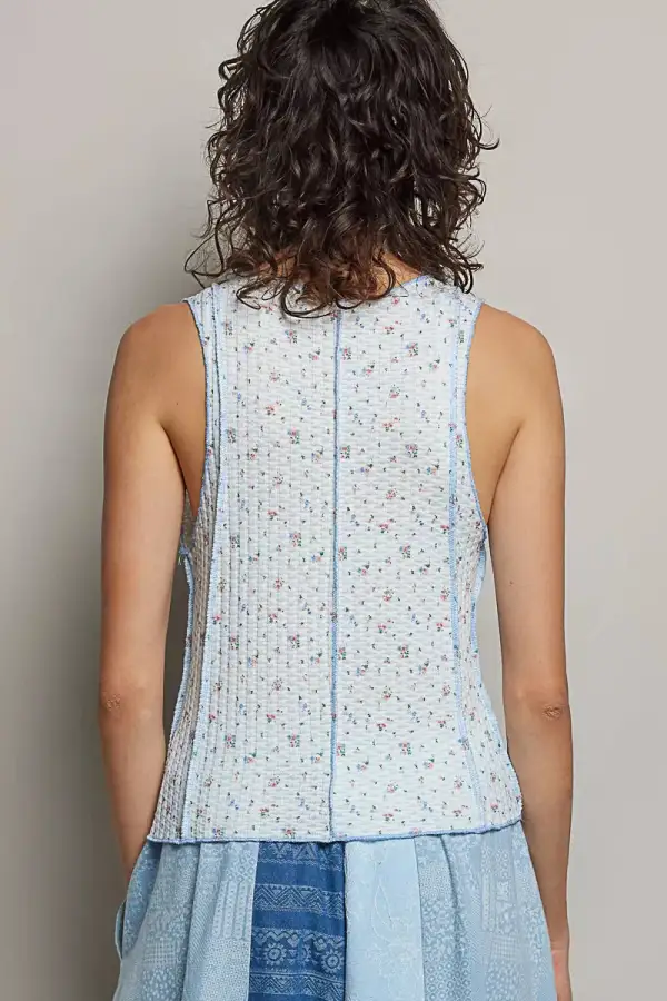 Seam Detail Round Neck Ribbed Tank