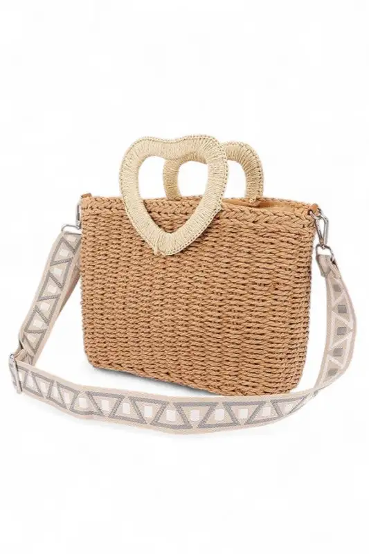 Straw Heart Tote Bag