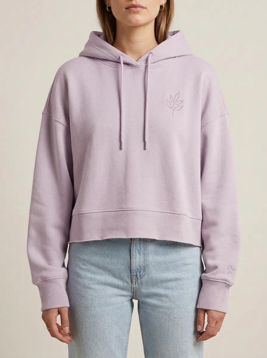 Women's Minimalist Leaf Star Embroidered Printed Hoodie