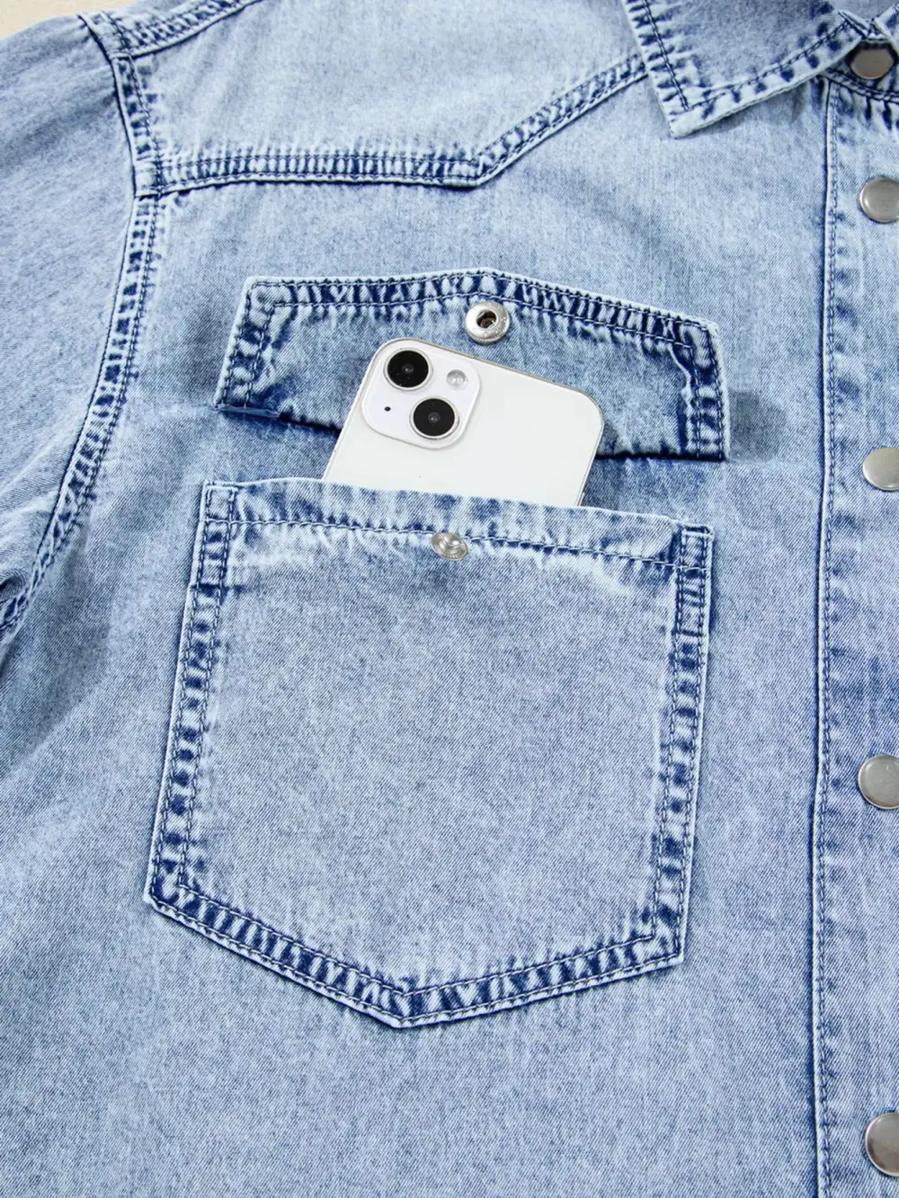Relaxed Shape Denim Pocketed Shirt Dress