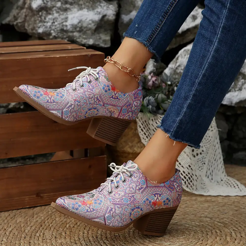 Refined Pointed Toe Block Heel Ankle Boots