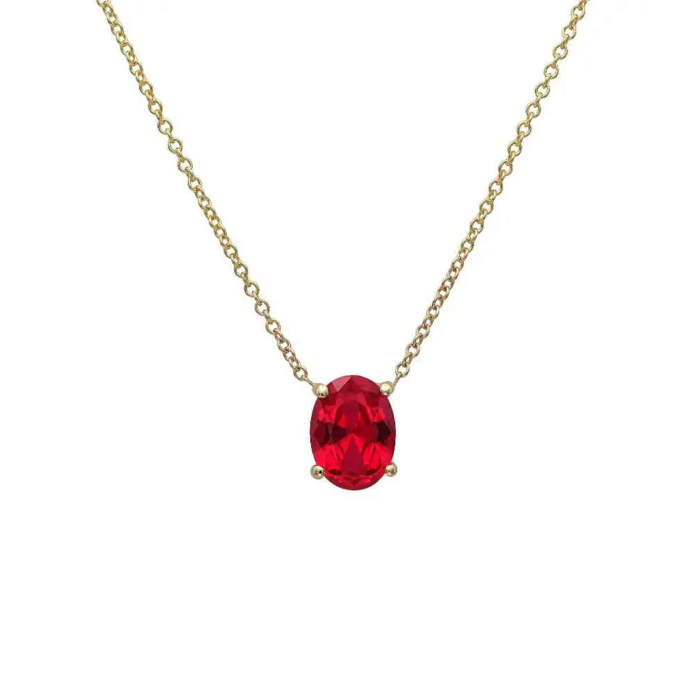 Oval Solitaire Ruby Necklace