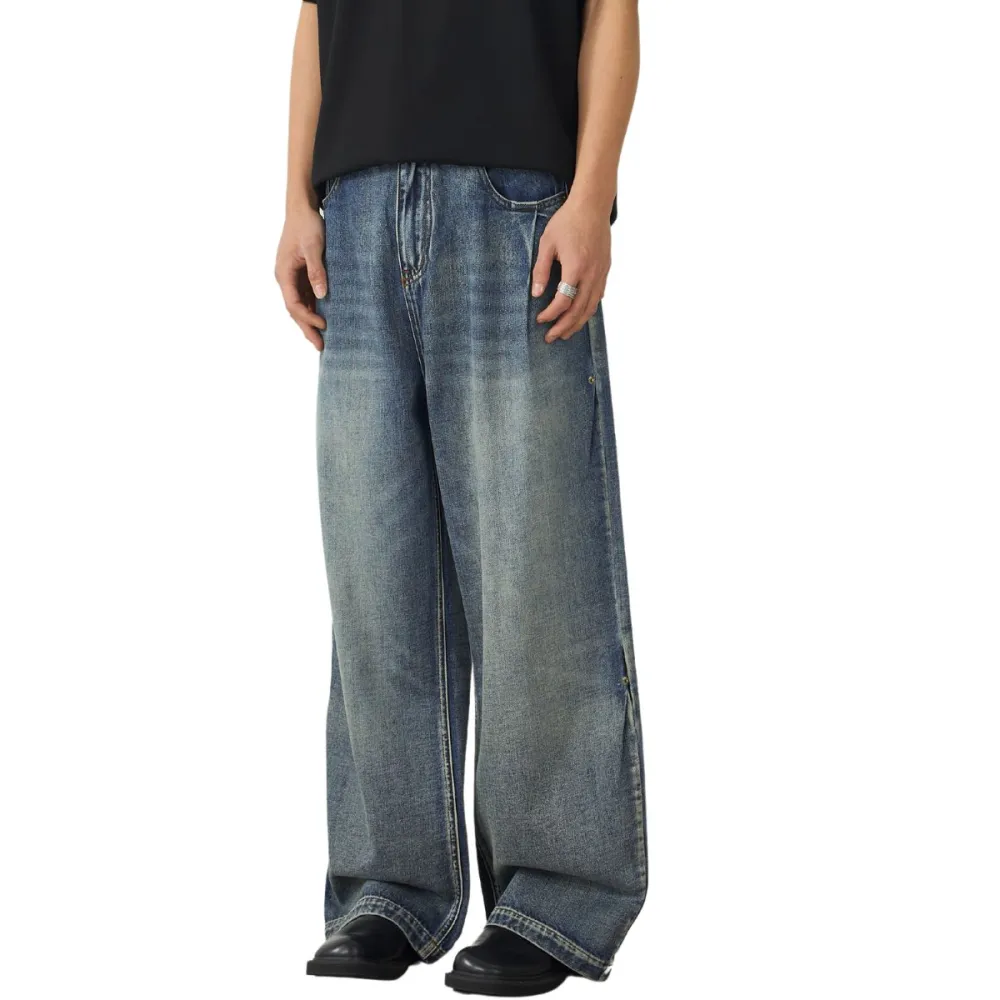 Men's Pleated Denim Jeans