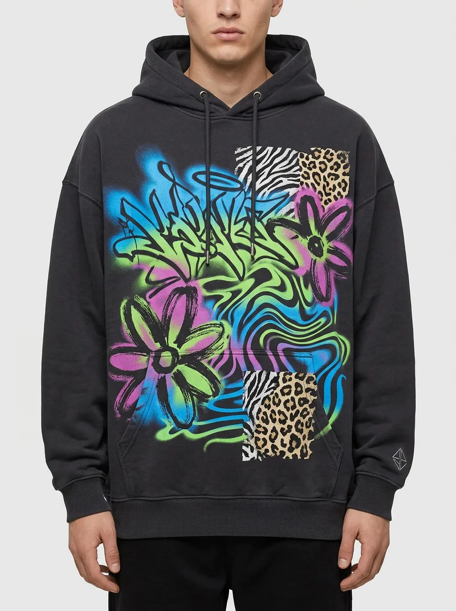 Unisex Streetwear Graffiti Flower Animal Print Graphic Graphic Hoodie
