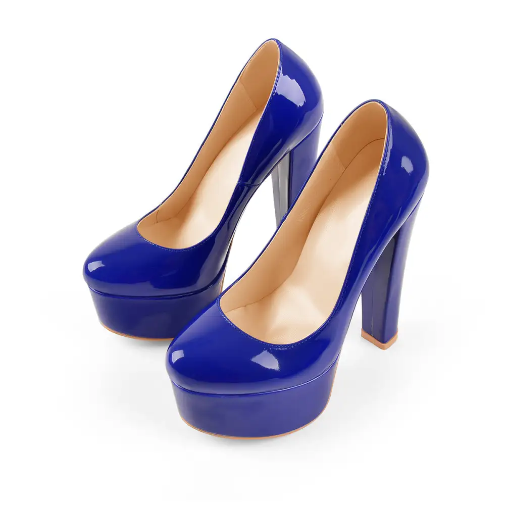 Leopard Pattern Round Toe Platform Chunky Heel Pumps